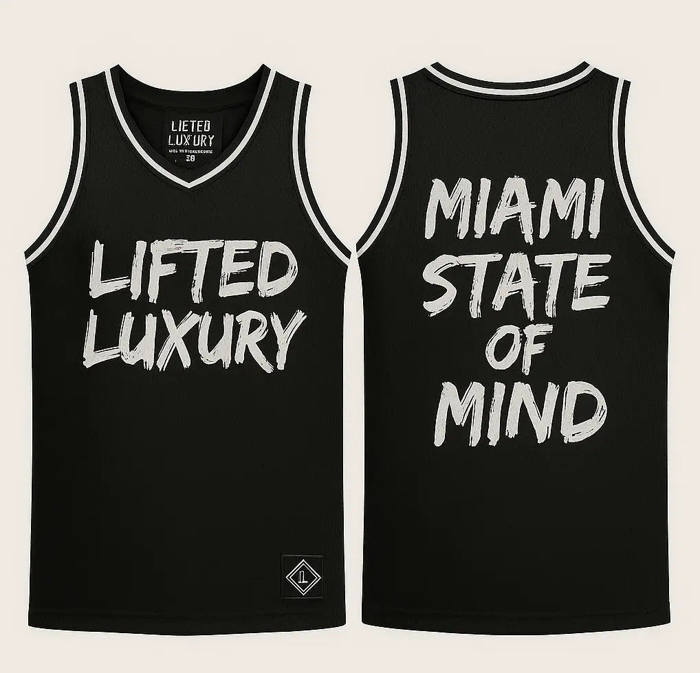 Lifted Luxury “Miami State of Mind” Jersey – Black/White - Lifted Luxury streetwear