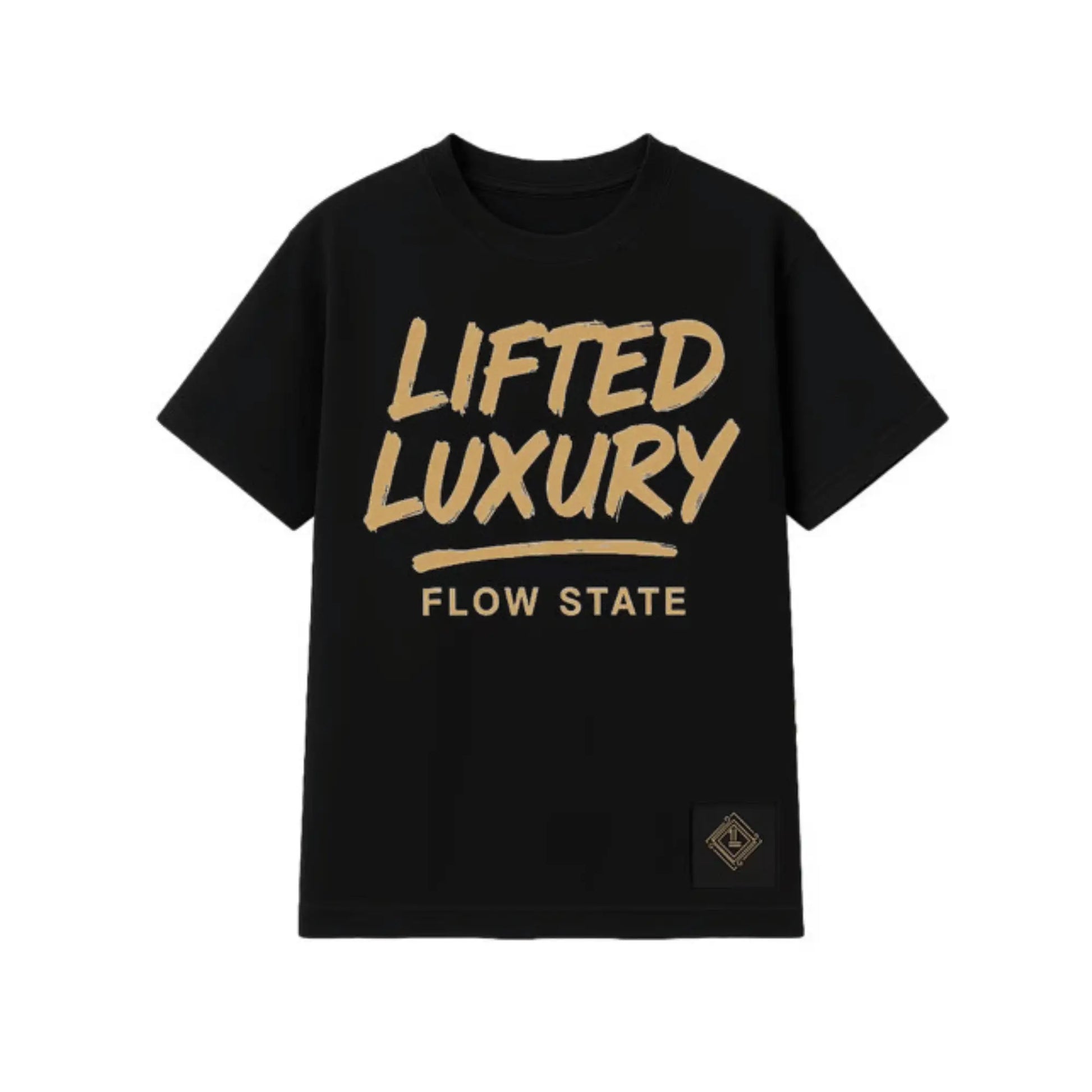 Lifted Luxury “Flow State” Tee – Gold on Black - Lifted Luxury streetwear